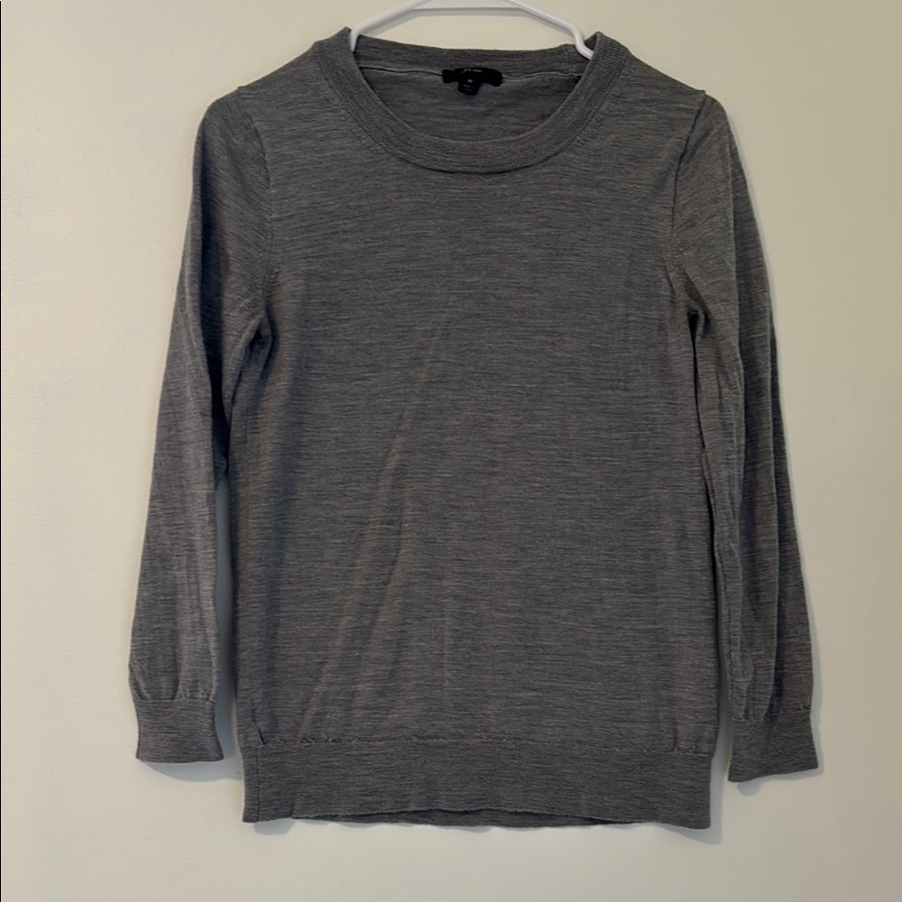 J. Crew Heather Gray Crewneck Merino Wool Sweater